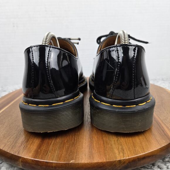 Dr. Martens Womens 8 1461 Black Patent Leather 3-Eye Lace Up Plain Toe Oxford